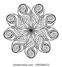 Vector black and white abstract mandala motif