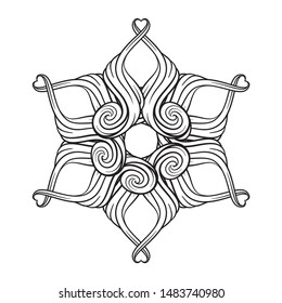 Vector black and white abstract New Year snowflake motif