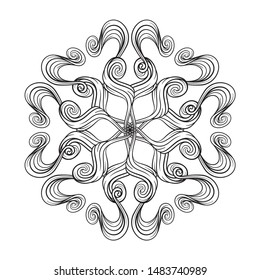 Vector black and white abstract New Year snowflake motif