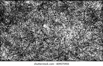 Vector black and white abstract scratched grunge background. Vector illustration