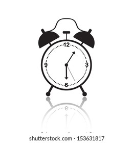 vector black and white alarm clock icon isolated on white background