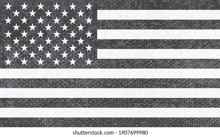 Vector Black And White American Flag.