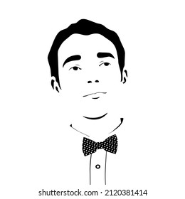 Arte vectorial en blanco y negro de un hombre con una camisa blanca.