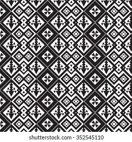 Vector Black and White Aztec Seamless Pattern Tribal Mix Geometric