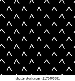 Vector. Black and white background. Artistic background, hand drawn simple shapes, checkmarks. Mosaic abstract background. Repeating geometric texture.