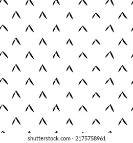 Vector. Black and white background. Artistic background, hand drawn simple shapes, checkmarks. Mosaic abstract background. Repeating geometric texture.