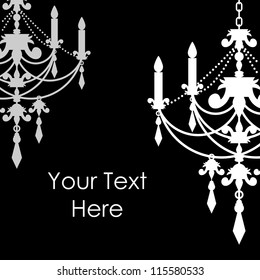 Vector black and white background with chandelier