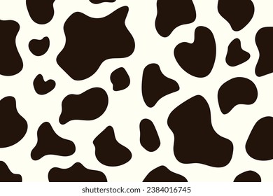 Vector black and white background with cow texture black spots on animal skin cow spots, cow print