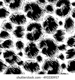 vector black and white background of leopard skin pattern