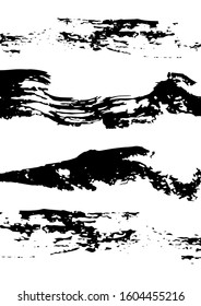 Vector black and white background from lines drawn with a dry brush. Isolated on a white background. For wrapping
