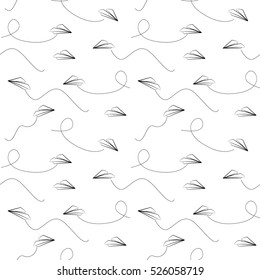 Vector black and white bakery paper planes pattern