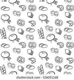 Vector black and white bakery pattern