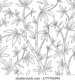 Vector Black and White Bamboo Seamless Pattern