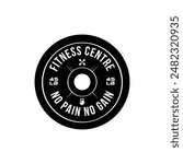 Vector Black and White barbell Plate, logo design