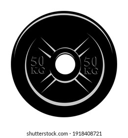 Vector Black and White barbell Plate, isolated on white
