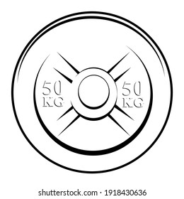 Vector Black and White barbell Plate, isolated on white
