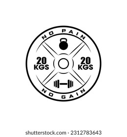 Vector Black and White barbell Plate, logo design