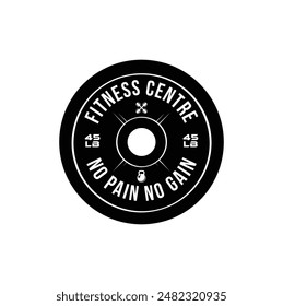 Vector Black and White barbell Plate, logo design