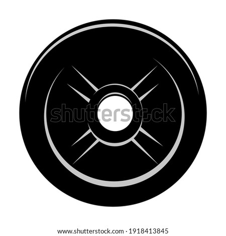 Vector Black and White barbell Plate, isolated on white
