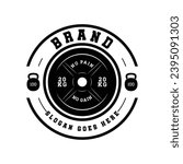Vector Black and White barbell Weight Plate, logo design	
