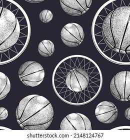 Patrón de baloncesto blanco y negro vectorial