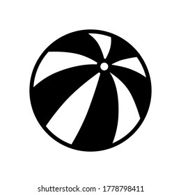 Icono vectorial de bola de playa blanca y negra en estilo plano. Adecuado para la decoración sobre el tema de vacaciones, verano, viajes.