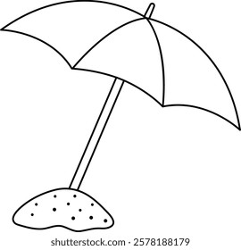 Vector black and white beach umbrella icon. Cute line parasol illustration isolated on white background. Vacation cartoon clipart, coloring page