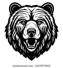 Vector black and white bear head