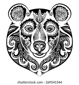 Vector Black and White Bear Ornament Illustration