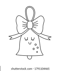 Vector black and white bell icon. Back to school educational clipart. Cute outline illustration. Learning, education, or Christmas linear art concept 
