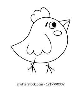 Vector black and white bird icon isolated on white background. Outline spring traditional symbol and design element. Cute animal with tuft illustration or coloring page for kids