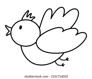 Icono vectorial de pájaro blanco y negro aislado en fondo blanco. Símbolo tradicional de primavera y elemento de diseño. Animales de vuelo y canto lindo con ilustraciones o páginas de colores para niños
