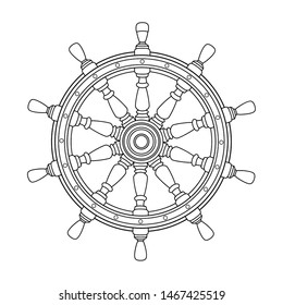 vector black, white boat handwheel, ship wheel helm. Sea, ocean symbol