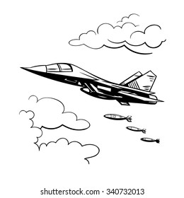 Vector Black and White Bomber Illustration