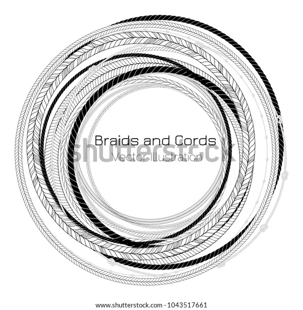 Vector Black White Braids Cords Round Stock Vector Royalty Free