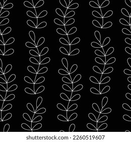Vector black and white branch with leaves seamless pattern background. Perfect for fabric, scrapbooking and wallpaper projects. Great for paper packaging, textile and many more. Surface pattern design