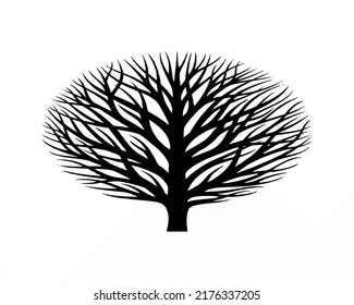 Vector black and white with branching tree image. Simple design for logos, symbols, tattoos, icons, brand, book covers, patches, and more