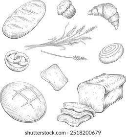 Vector Black and White Bread Set