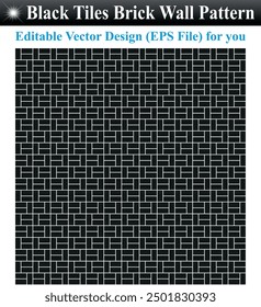 Vektor Schwarz-weißer Ziegelwand Hintergrund, Vektor Schwarz-weißer Ziegelwand Textur nahtloses Muster Hintergrund, abstrakter Hintergrund, Innenraum der Küche oder Bad, Vektor Design