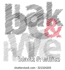 Vector black and white. Broken text scrawled