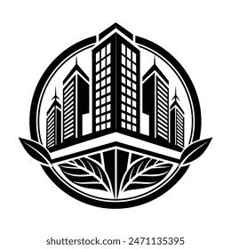 vector black white building-logo-template, this is a editable file.