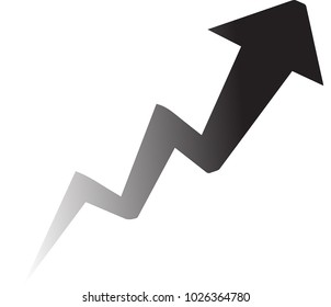 Vector black and white business arrow with white background. Business arrow. Grow up.  Vector. Vector illustration. Time. Rise up. 