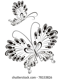 Vector of black and white butterflies