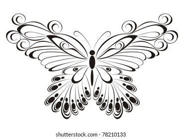 Vector of black and white butterflies