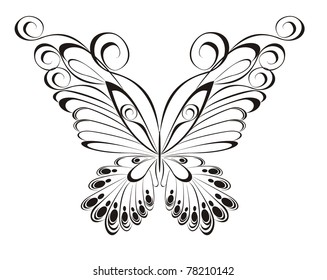 Vector of black and white butterflies
