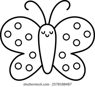 Vector black and white butterfly icon. Funny woodland, forest or garden insect coloring page. Cute line bug illustration for kids isolated on white background