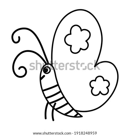 Vector black and white butterfly icon. Outline woodland, forest or garden insect coloring page. Cute bug illustration for kids isolated on white background