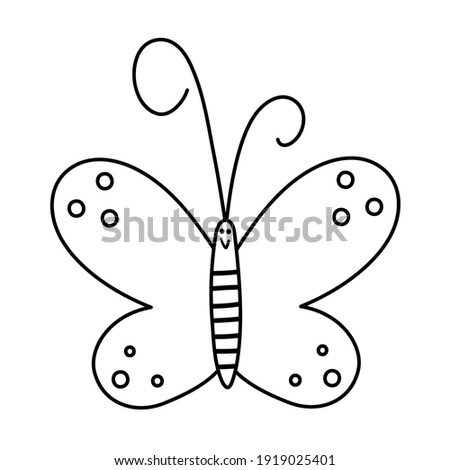 Vector black and white butterfly icon. Outline forest woodland garden insect coloring page design. Cute bug illustration for kids isolated on white background