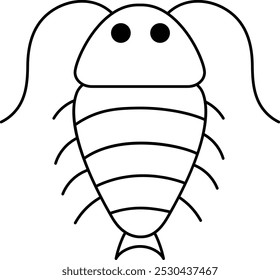 Vector black and white cartoon centipede. Funny prehistoric insect coloring page. Woodland beetle. Cute forest creepy-crawly illustration for kids. Tropical or rainforest bug line icon
