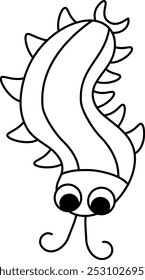 Vector black and white cartoon centipede. Funny prehistoric insect coloring page. Woodland beetle. Cute forest creepy-crawly illustration for kids. Tropical or rainforest bug line icon
